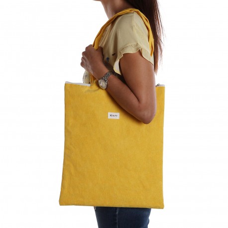 YELLOW CORDUROY HANDBAG