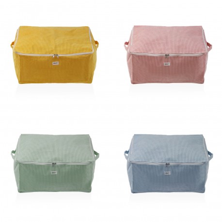 LARGE BLUE CORDUROY STORAGE BOX