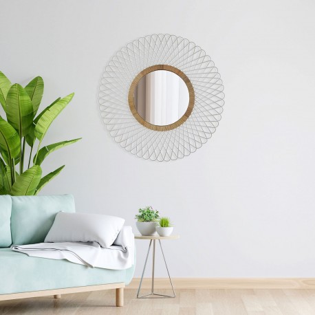 ROUND WHITE SPIRAL MIRROR