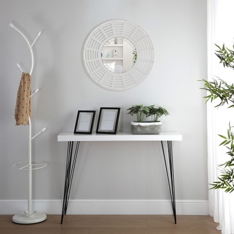 ROUND WHITE BAMBOO MIRROR