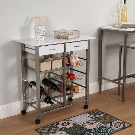 KITCHEN TROLLEY WHITE 76CM