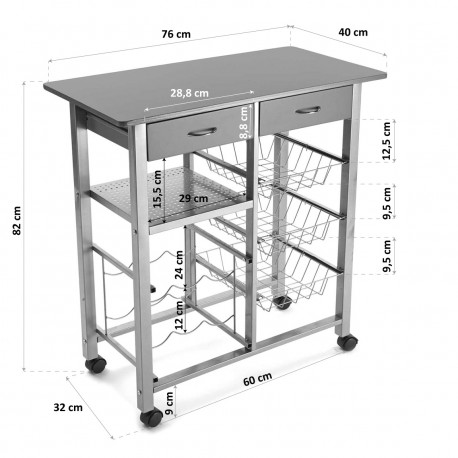KITCHEN TROLLEY GREY 76CM