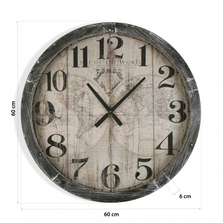 WALL CLOCK MAP WORLD 76.5CM