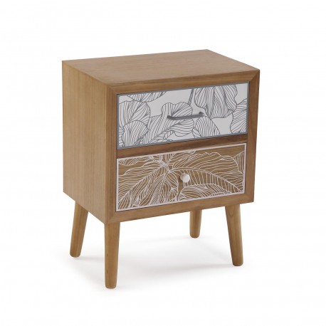 NIGHTSTAND 2 DRAWERS PALM GREY