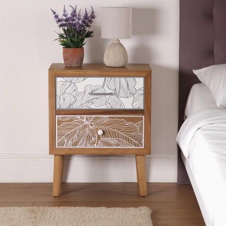 NIGHTSTAND 2 DRAWERS PALM GREY