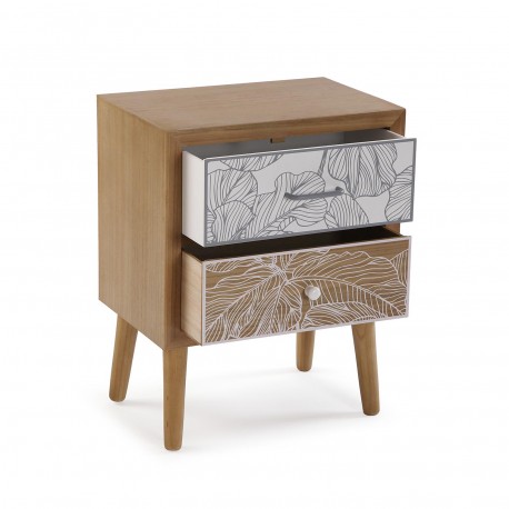 NIGHTSTAND 2 DRAWERS PALM GREY