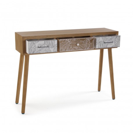 CONSOLE 3 DRAWERS PALM GREY