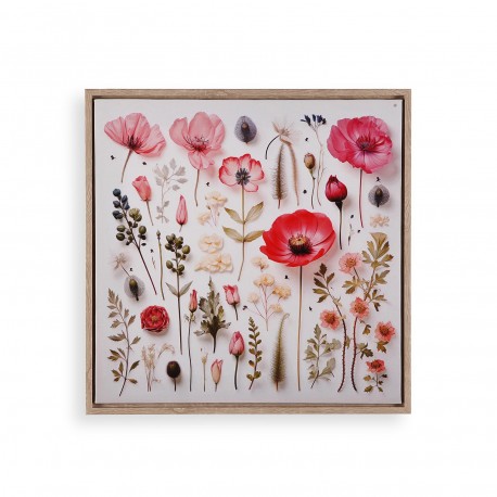 PINK BUTTERFLIES AND FLORA CANVAS 40X40