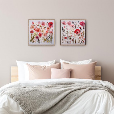 PINK BUTTERFLIES AND FLORA CANVAS 40X40