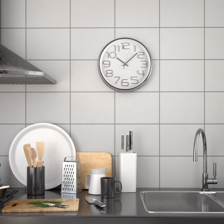 SILVER KITCHEN CLOCK 30CM
