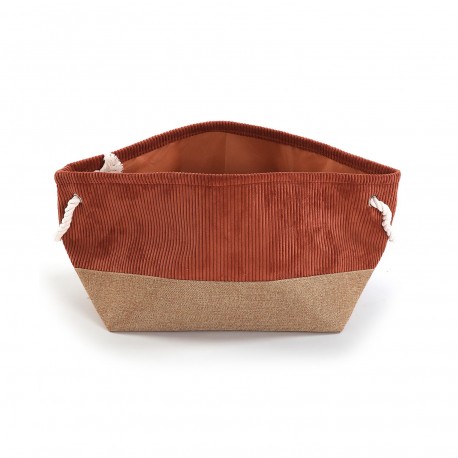 TERRACOTTA SQUARE CORDUROY BASKET
