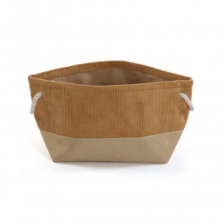 BROWN SQUARE CORDUROY BASKET
