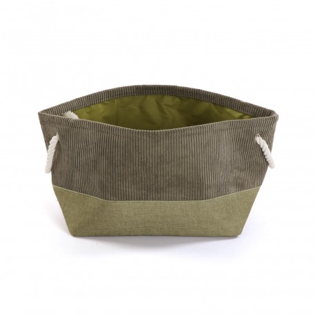 GREEN SQUARE CORDUROY BASKET