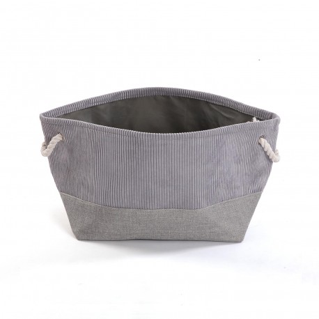 LIGHT GREY SQUARE CORDUROY BASKET