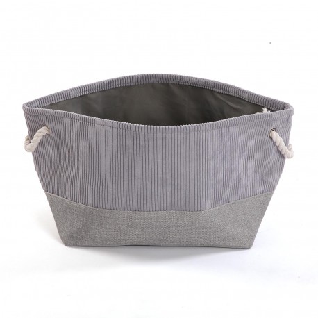 LIGHT GREY CORDUROY BASKET