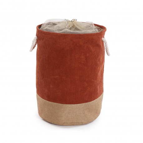 TERRACOTTA CORDUROY LAUNDRY BASKET