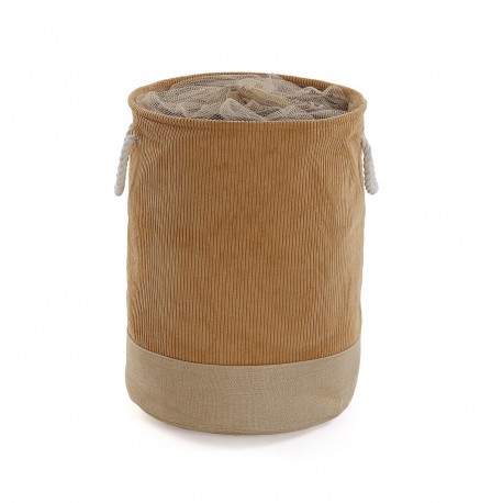 BROWN CORDUROY LAUNDRY BASKET