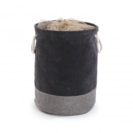 DARK GREY CORDUROY LAUNDRY BASKET
