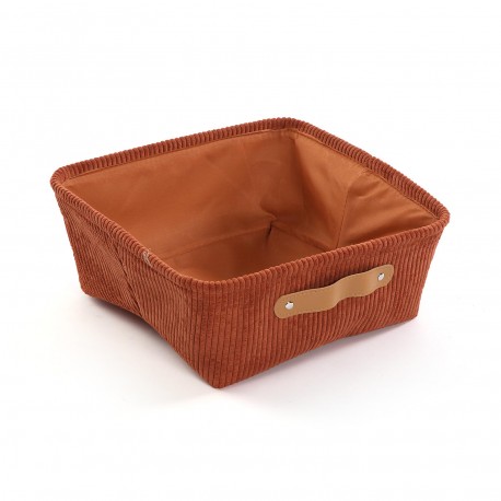 TERRACOTTA RECTANGULAR CORDUROY BASKET