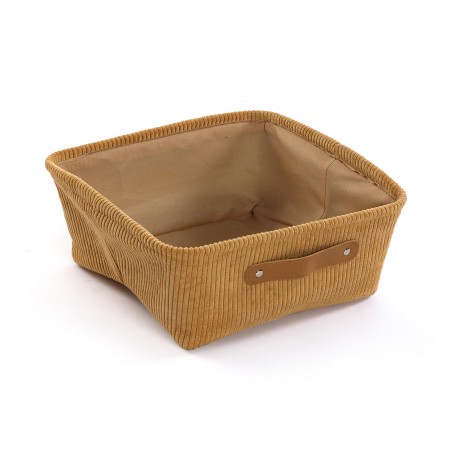 BROWN RECTANGULAR CORDUROY BASKET