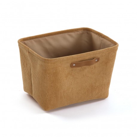 BROWN CORDUROY RECTANGULAR BASKET