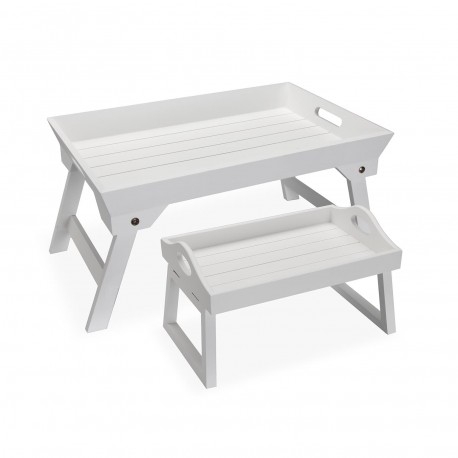 SET OF 2 WHITE TRAYS WITH LEGS