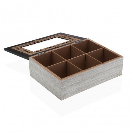 TEA BOX WITH GLASS LID BLACK FRAME