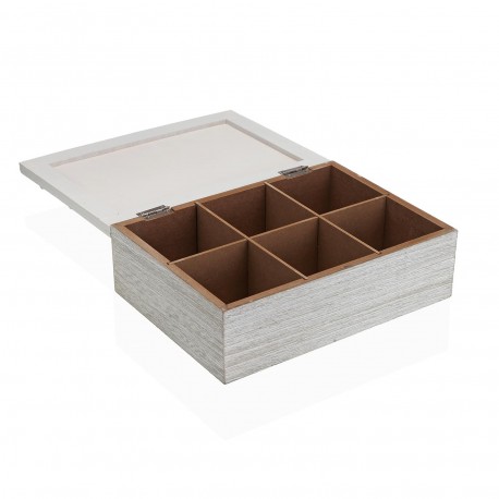 WHITE TEA BOX WITH CARVED FLOWER DETAIL