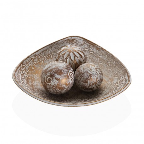 BROWN CENTERPIECE WITH DECORATIVE BALLS