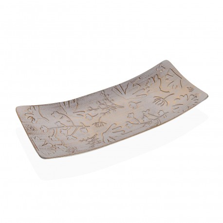 GOLD RECTANGULAR CENTERPIECE WITH FLOWERS