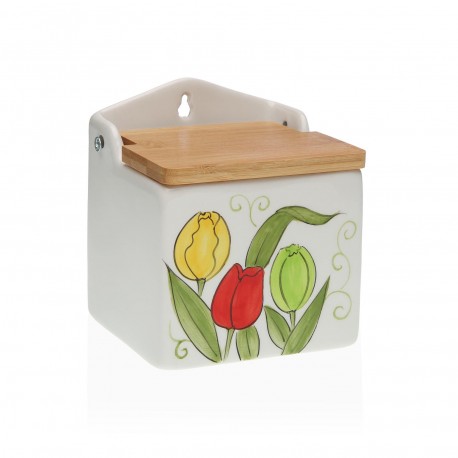 BAMBOO LID SALT BOWL TULIPS
