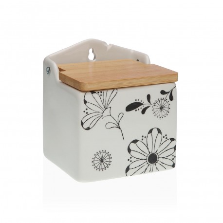 BAMBOO LID SALT BOWL FLOWERS