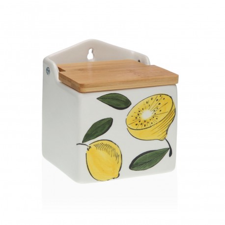BAMBOO LID SALT BOWL LEMONS