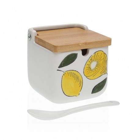 BAMBOO LID SUGAR BOWL LEMONS