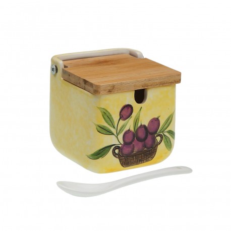 BAMBOO LID SUGAR BOWL OLIVES
