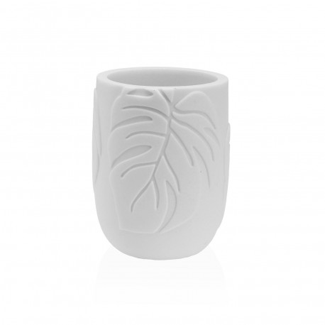 PALM LEAVES WHITE TOOTHBRUSH HOLDER