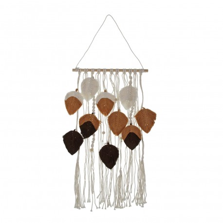 WALL DECORATION MACRAMÉ BROWN LEAVES