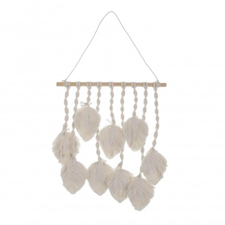 WALL DECORATION MACRAMÉ WHITE LEAVES