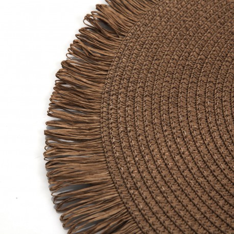 LIGHT BROWN FRINGED PLACEMAT