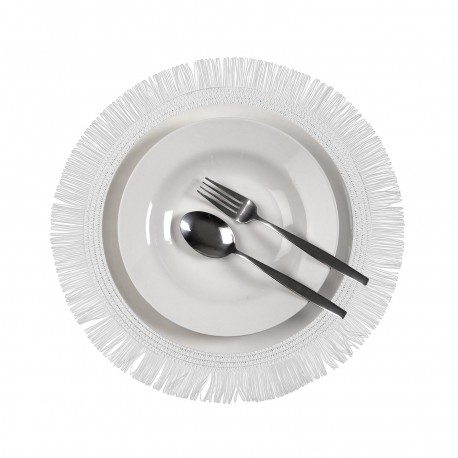 WHITE FRINGED PLACEMAT