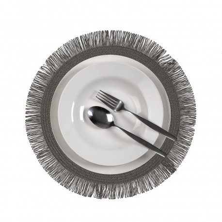 GREY FRINGED PLACEMAT