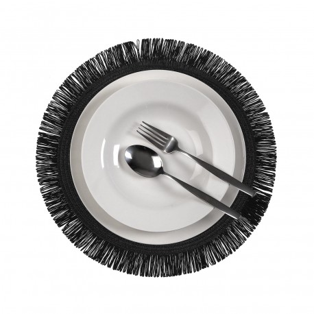 BLACK FRINGED PLACEMAT