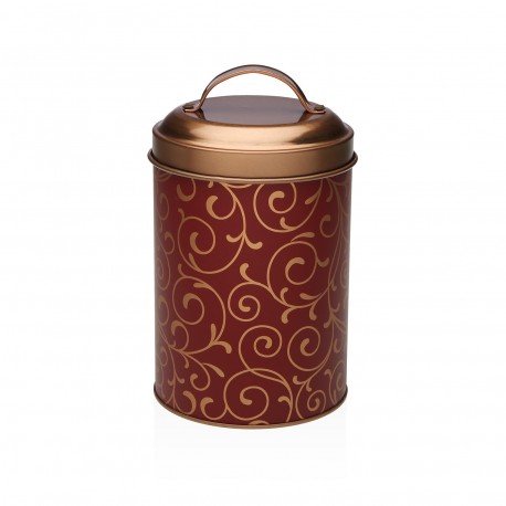 RED METALLIC JAR WITH LID SERPENTINE