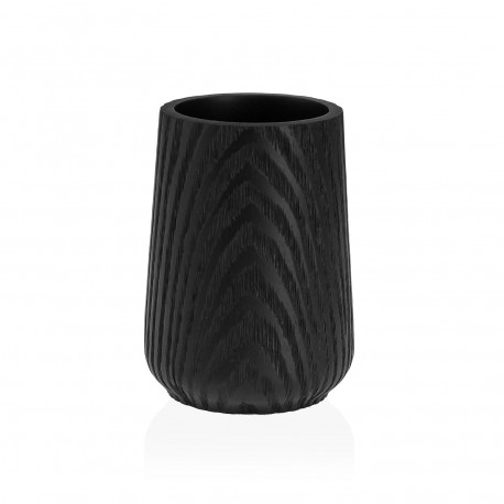BLACK TOOTHBRUSH HOLDER WOOD EFFECT