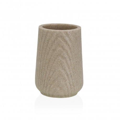 BEIGE TOOTHBRUSH HOLDER WOOD EFFECT