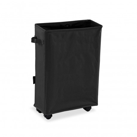 BLACK MESH-COVERED LAUNDRY BASKET