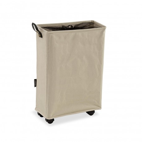 CREAM MESH-COVERED LAUNDRY BASKET W/ HANDLE