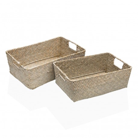 SET OF 2 BASKETS WITH HANDLES GREY