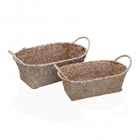 SET OF 2 ROUND BASKETS WITH HANDLES