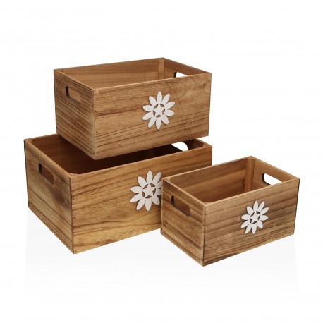 SET OF 3 WOODEN BOXES VERDOR
